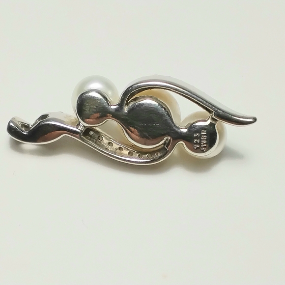 JWBR Stamped 925 Silver cz Pearl Pendant 1-1/4" - Picture 4 of 4